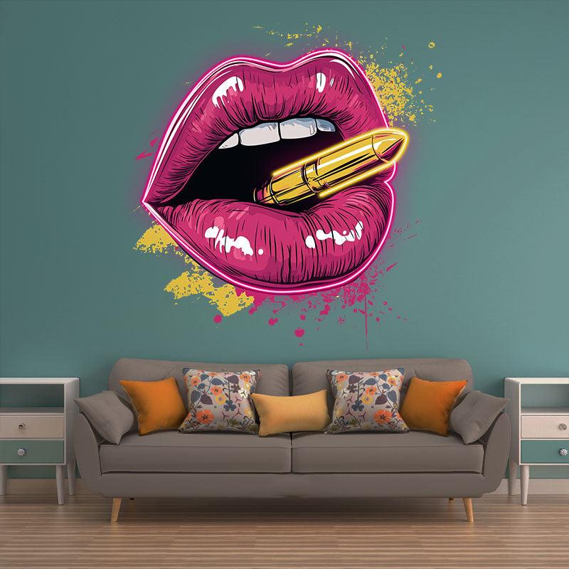 Red Lips Neon signs Lights - Contains Bullet Design LED Decorative Lights for Bars, Parties, Home and Creative Spaces