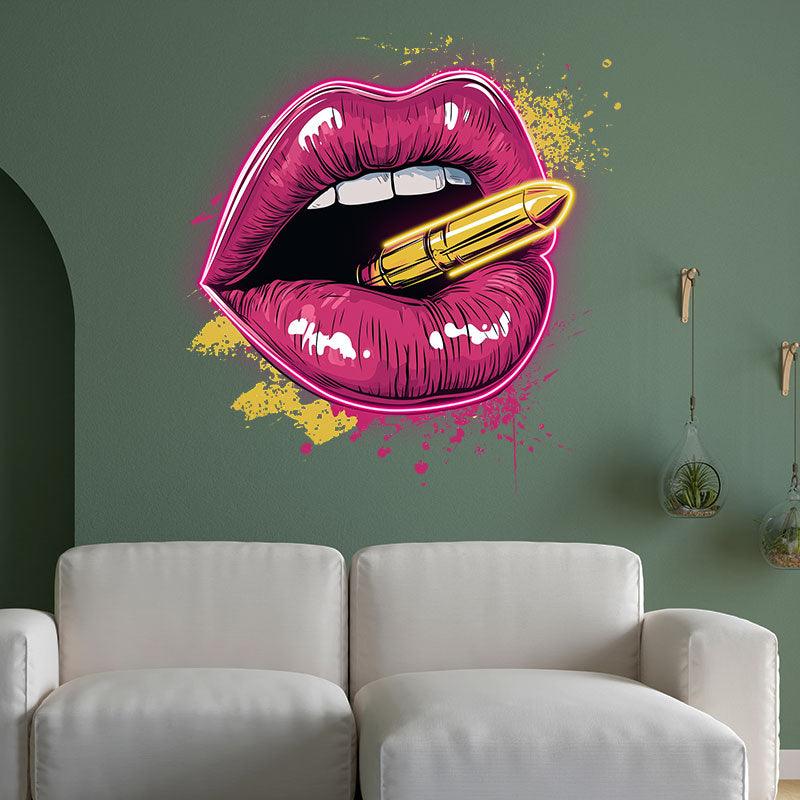 Red Lips Neon signs Lights - Contains Bullet Design LED Decorative Lights for Bars, Parties, Home and Creative Spaces