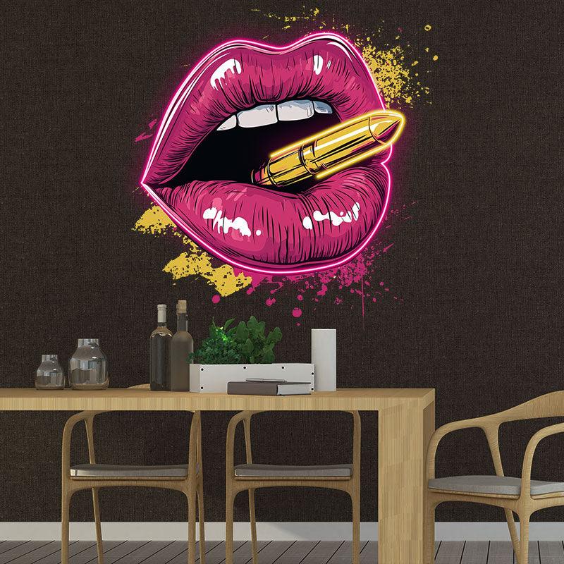 Red Lips Neon signs Lights - Contains Bullet Design LED Decorative Lights for Bars, Parties, Home and Creative Spaces