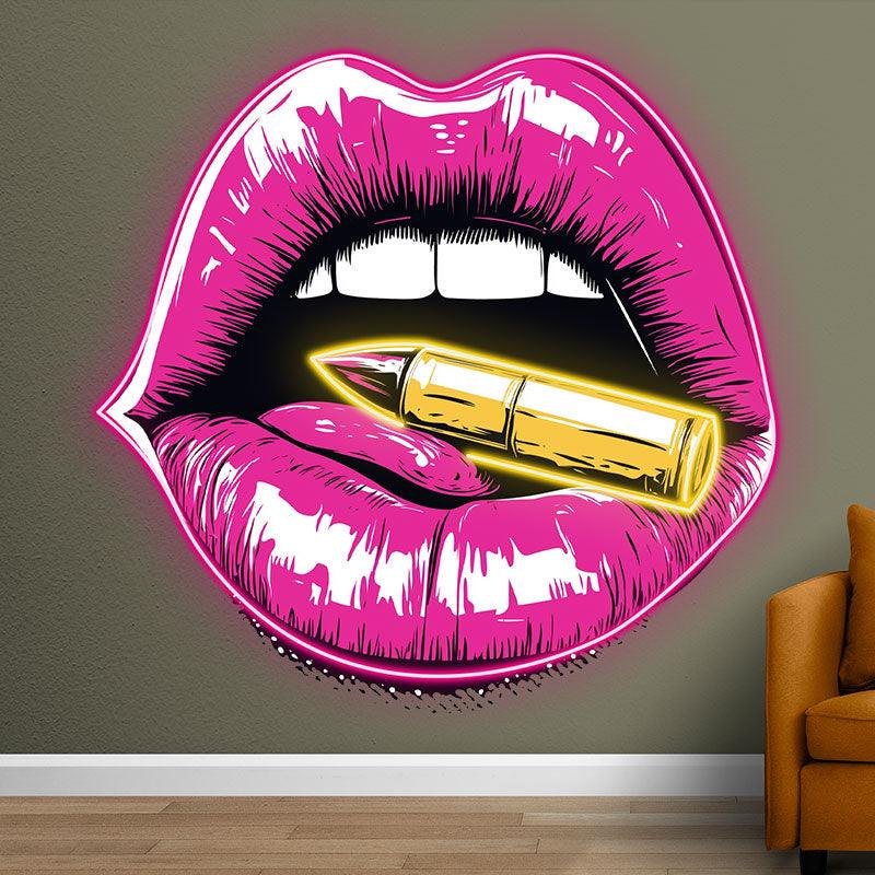Red Lips Neon Lights - Contains Bullet Design LED neon signs Decorative Lights for Bars, Parties, Home and Creative Spaces