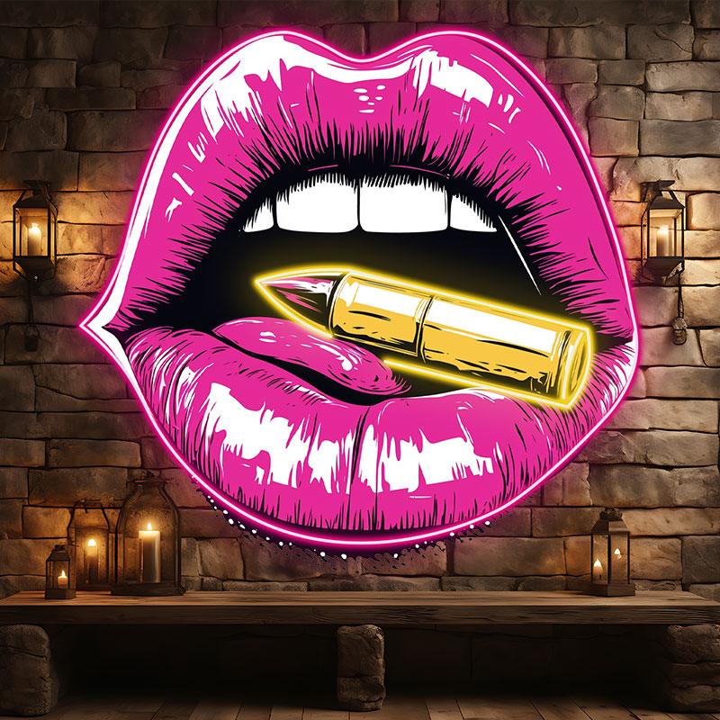 Red Lips Neon Lights - Contains Bullet Design LED neon signs Decorative Lights for Bars, Parties, Home and Creative Spaces