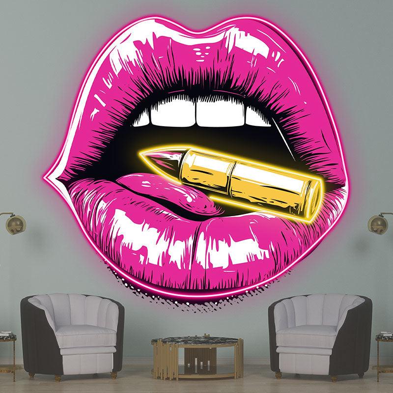 Red Lips Neon Lights - Contains Bullet Design LED neon signs Decorative Lights for Bars, Parties, Home and Creative Spaces