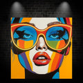 Yellow Oil Painting Style Beauty Portrait Neon signs Light - Sunglasses Shape LED Decorative Light, Personalized Home and Creative Space Lighting