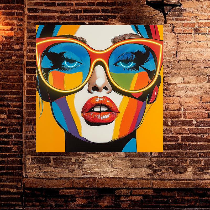 Yellow Oil Painting Style Beauty Portrait Neon signs Light - Sunglasses Shape LED Decorative Light, Personalized Home and Creative Space Lighting
