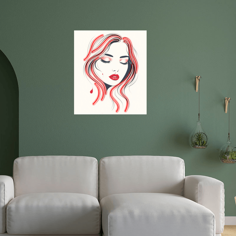 Cute Girl Front Profile LED Neon Sign - Closed Eyes with Red Hair - Perfect for Home Decor & Unique Gifts