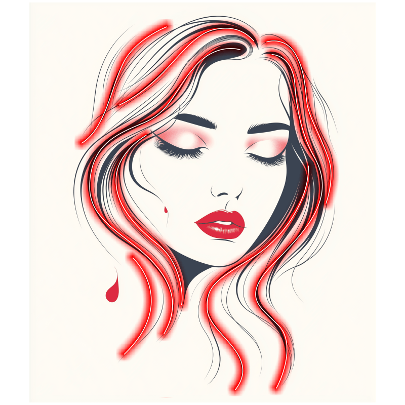Cute Girl Front Profile LED Neon Sign - Closed Eyes with Red Hair - Perfect for Home Decor & Unique Gifts