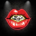 Glamorous Red Lips LED Neon Sign - Stunning Lip Close-Up with Sparkling Diamond - Perfect for Beauty Salons & Chic Decor