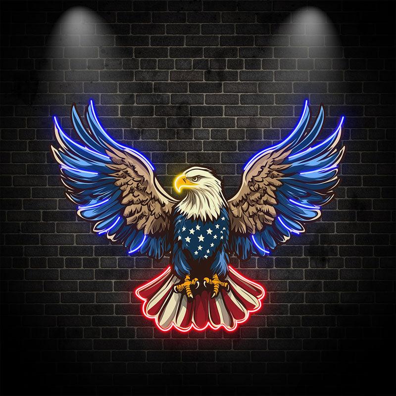 American Flag Eagle Neon signs| Spread Wings Decor | LED Patriotic Art Lights