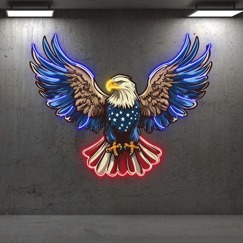 American Flag Eagle Neon signs| Spread Wings Decor | LED Patriotic Art Lights