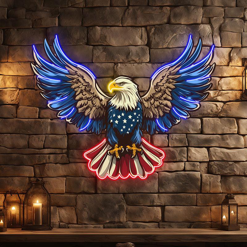 American Flag Eagle Neon signs| Spread Wings Decor | LED Patriotic Art Lights