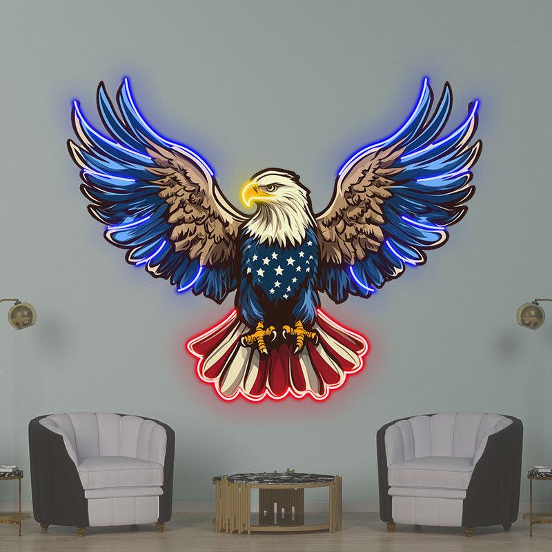 American Flag Eagle Neon signs| Spread Wings Decor | LED Patriotic Art Lights