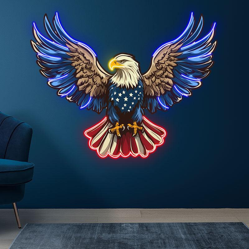 American Flag Eagle Neon signs| Spread Wings Decor | LED Patriotic Art Lights