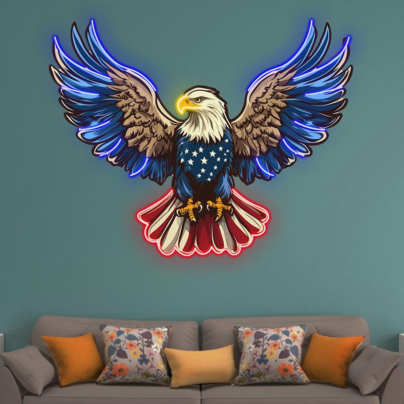 American Flag Eagle Neon signs| Spread Wings Decor | LED Patriotic Art Lights