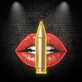 Bold Red Lips LED Neon Sign - Unique Lip Close-Up with Standing Bullet - Perfect for Edgy Decor & Unique Gifts