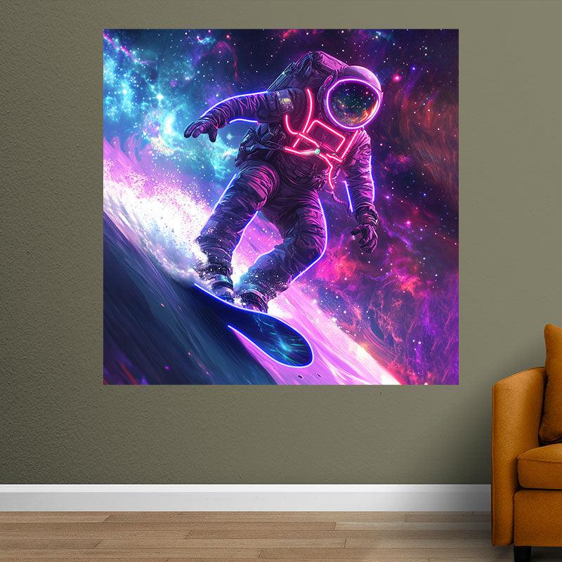 Astronaut Skateboard Surfing Neon | Interstellar Universe Starry Sky LED Decorative Light | Creative Home Lighting | Suitable for Bedroom, Game Room and Office