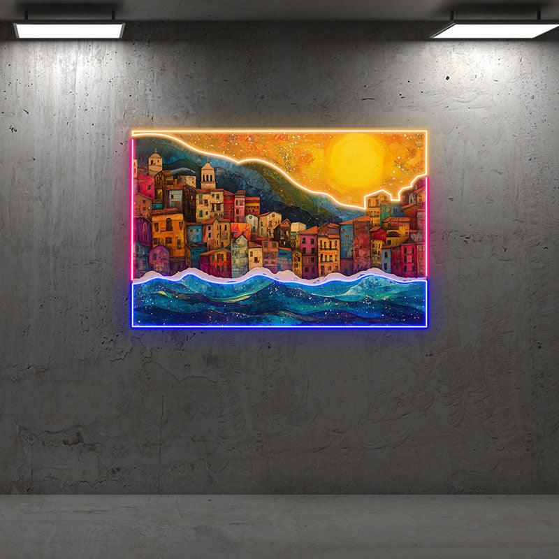Creative Landscape Painting Neon | LED Wall Decorative Lights | Unique Home Art Lighting | For Bedroom, Living Room, Office Modern Decoration