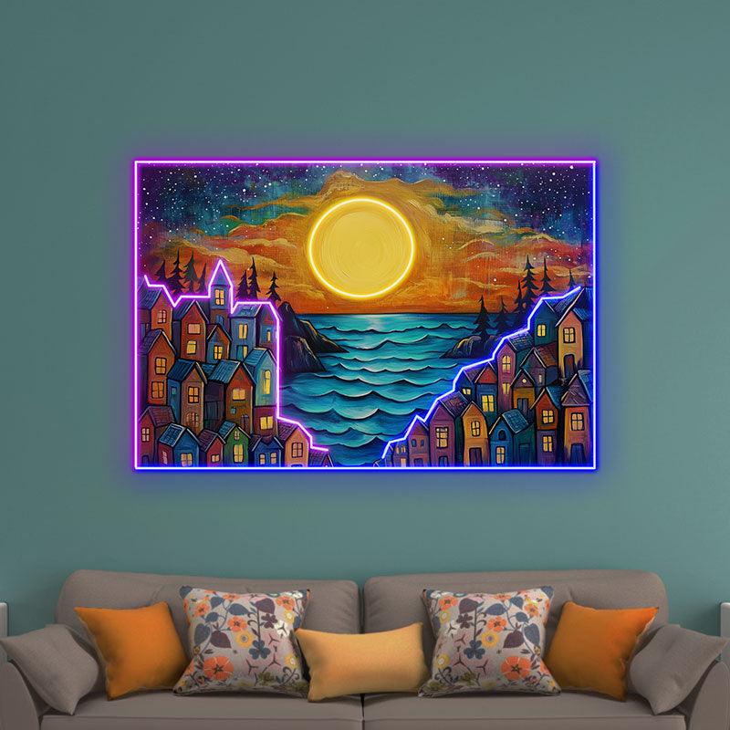 Creative Landscape Painting Neon | LED Wall Decorative Lights | Unique Home Art Lighting | For Bedroom, Living Room, Office Modern Decoration