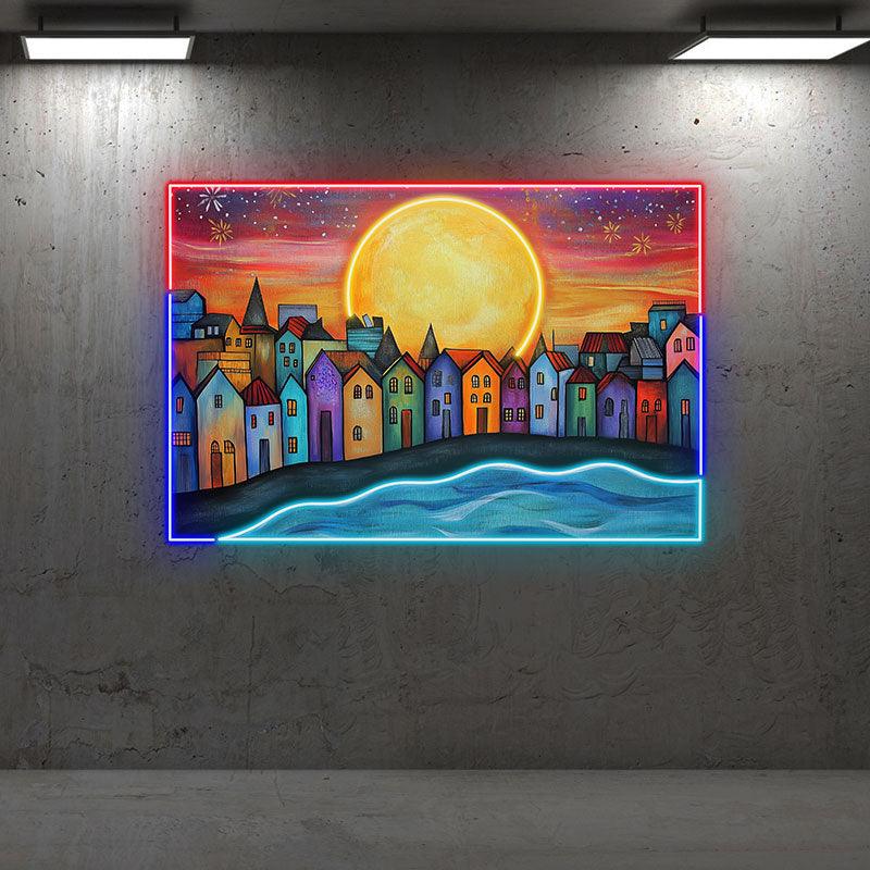 Creative Landscape Painting Neon | LED Wall Decorative Lights | Unique Home Art Lighting | For Bedroom, Living Room, Office Modern Decoration