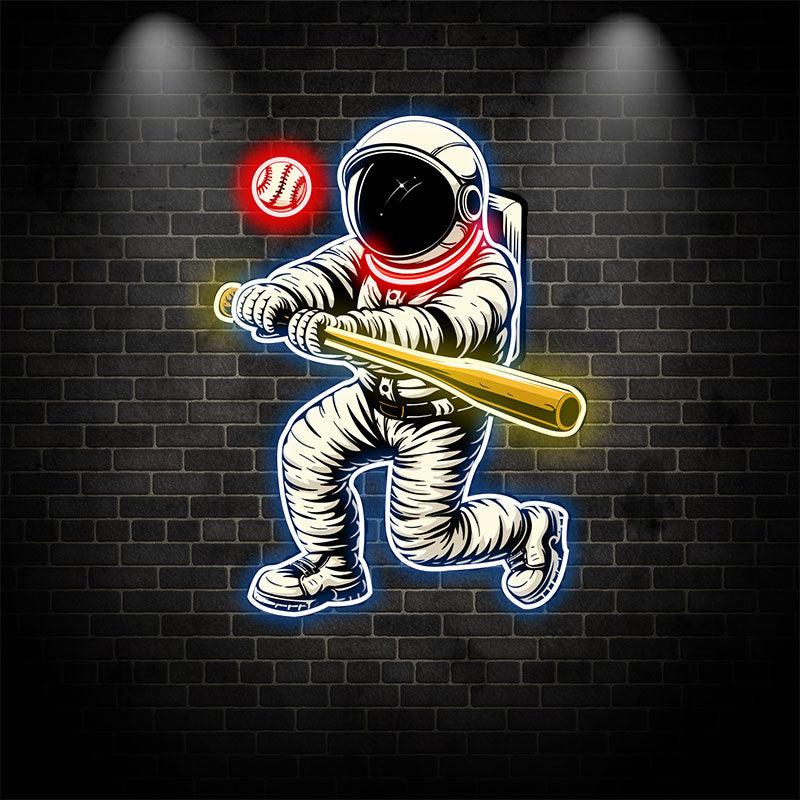 “Astronaut Baseball Neon signs Light - Unique LED Decor for Space Lovers, Perfect Gift for Sports Enthusiasts, Fun and Playful Wall Art