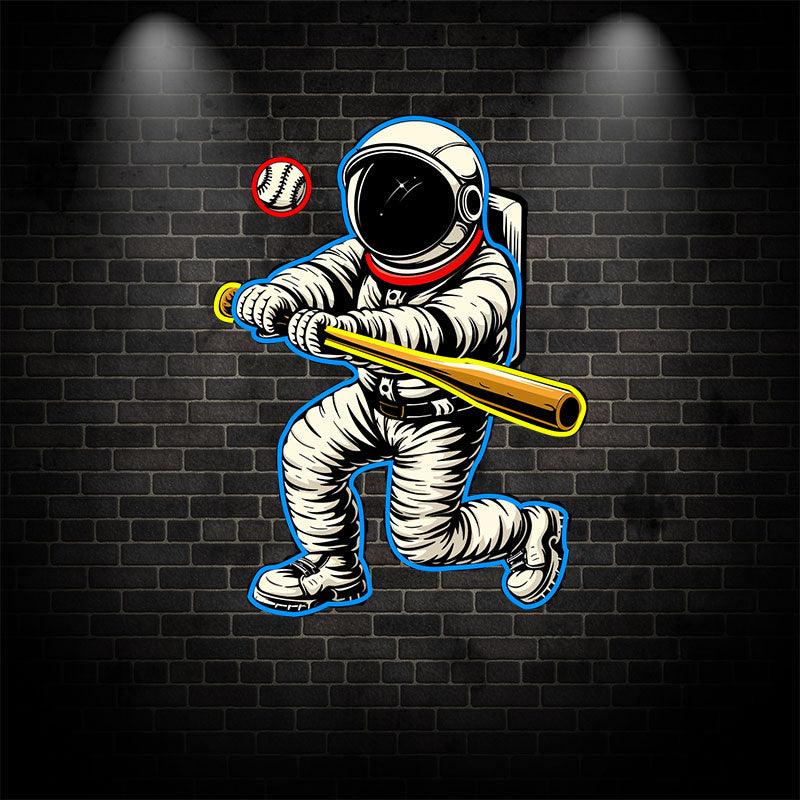 “Astronaut Baseball Neon signs Light - Unique LED Decor for Space Lovers, Perfect Gift for Sports Enthusiasts, Fun and Playful Wall Art