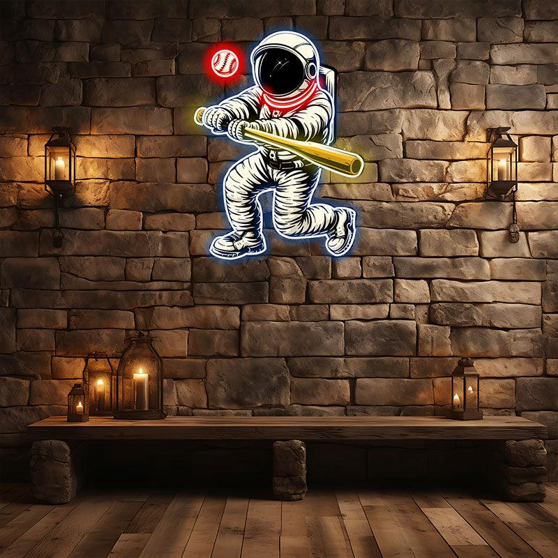 “Astronaut Baseball Neon signs Light - Unique LED Decor for Space Lovers, Perfect Gift for Sports Enthusiasts, Fun and Playful Wall Art