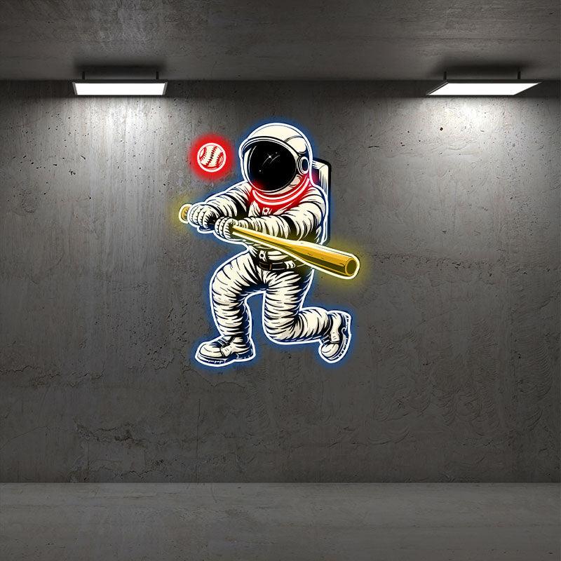 “Astronaut Baseball Neon signs Light - Unique LED Decor for Space Lovers, Perfect Gift for Sports Enthusiasts, Fun and Playful Wall Art
