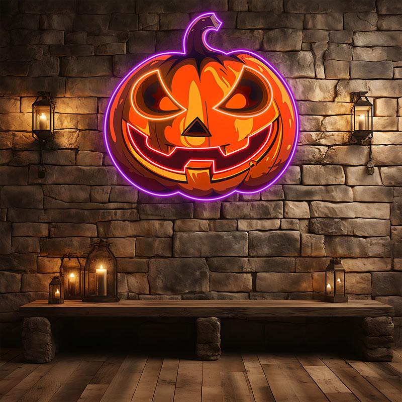Glowing Pumpkin Neon signs Light | Spooky LED Decoration for Halloween Parties and Home Decor,Cute Pumpkin LED Neon Sign,Festive Atmosphere