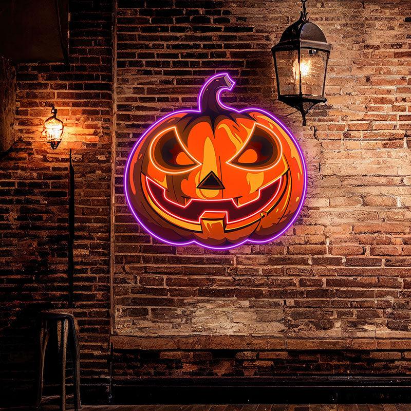 Glowing Pumpkin Neon signs Light | Spooky LED Decoration for Halloween Parties and Home Decor,Cute Pumpkin LED Neon Sign,Festive Atmosphere