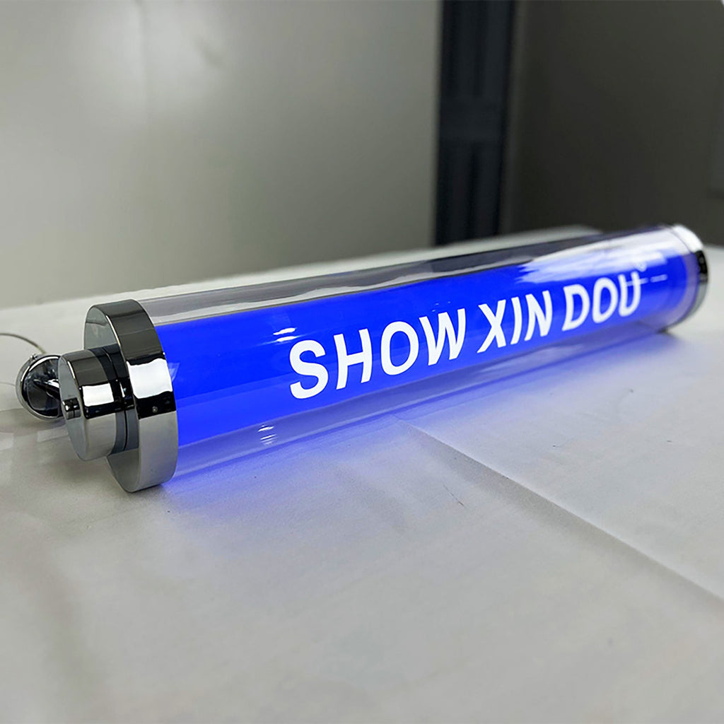 Customized acrylic round tube light box sign led doorstep advertising signboard for café shop