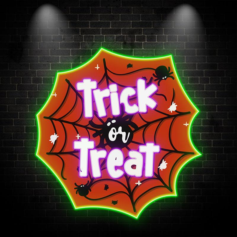 Creepy Spider Web Neon Signs | Spooky LED Decoration for a Haunted Halloween Vibe