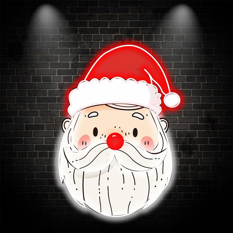Kind Bearded Santa Claus LED Neon signs | Red Christmas Hat Decorative Lights | Warm Holiday Home Lighting