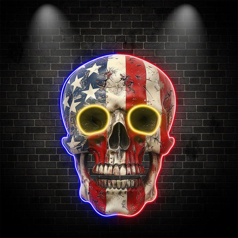 American Flag Skull LED Neon signs Light | Unique Decor Perfect for Halloween and Parties