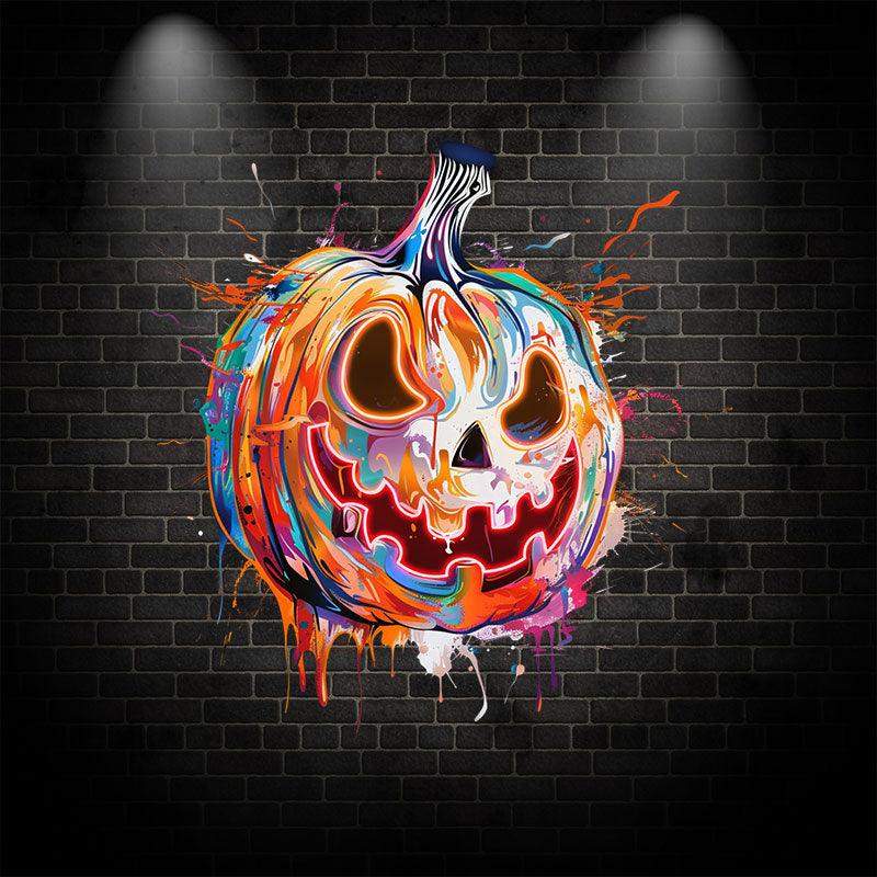 Colorful Pumpkin Face Neon signs Light | Spooky LED Decoration for a Fun Halloween Vibe