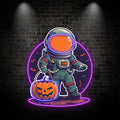 Astronaut Carrying Pumpkin Lights LED Neon signs | Purple Bat Glass Bubble Background Decorative Lights | Creative Halloween Home Lighting