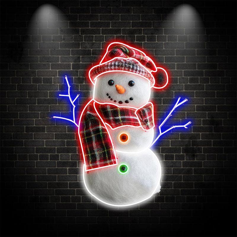 Cute Snowman Neon signs | LED Lights with Hat & Scarf | Perfect for Holiday Decorations & Gifts
