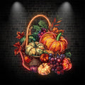 Thanksgiving Harvest Basket:neon signs a cozy combination of pumpkins, grapes and maple leaves