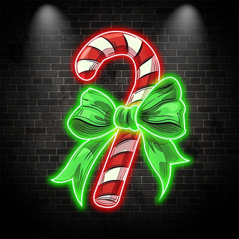 Good Wishes: Green Bow Tie Decorated Christmas Candy neon signs