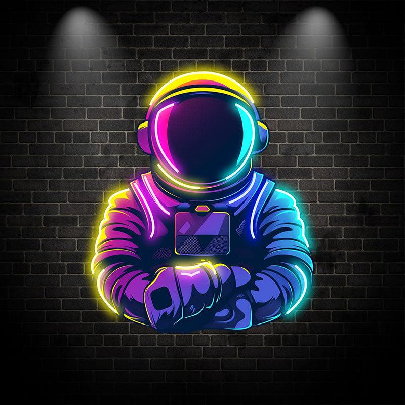 Astronaut's Warm Moment: Interstellar Dreams in the Arms of Both Hands neon signs