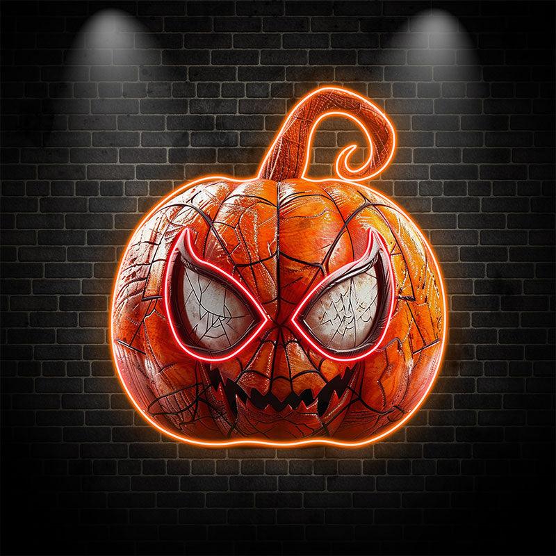 Spider-Man Ripple Pumpkin Light neon signs | Big Eyes Grinning Emoji LED Decoration Light | Creative Halloween Home Lighting