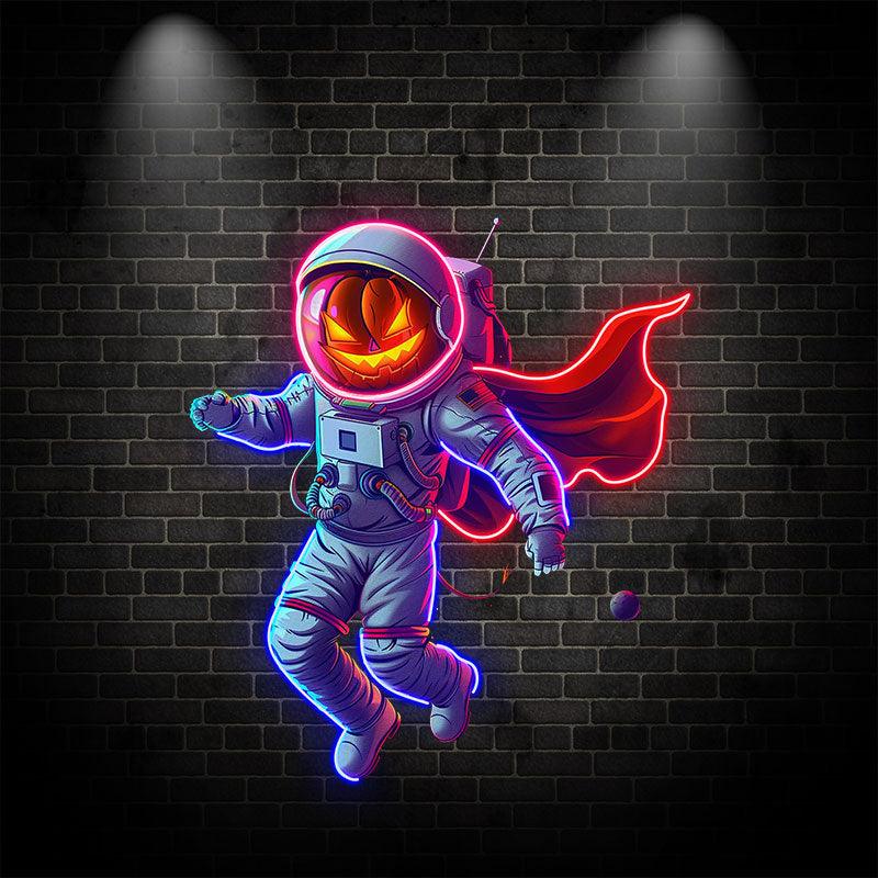 Astronaut Pumpkin Helmet LED Neon signs| Red Cloak Astronaut Decoration Lights | Creative Night Lights | Home Party Decoration