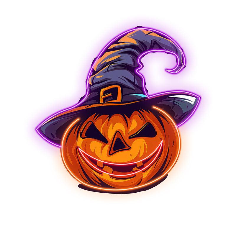 Charming Pumpkin with Hat Neon signs  Light | Whimsical LED Decoration for Halloween Fun