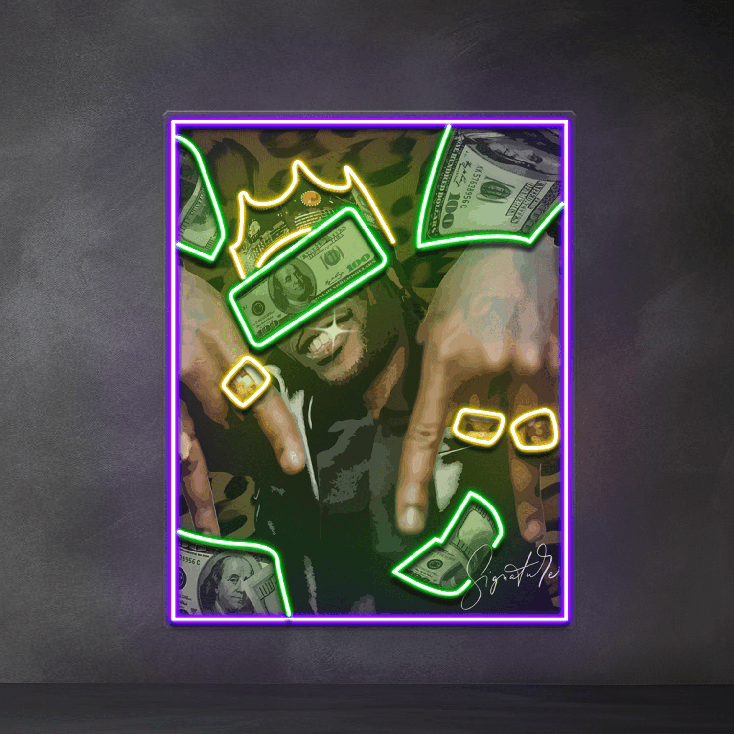 Rich Rapper Collapse Art LED Neon Sign Light Pop Art