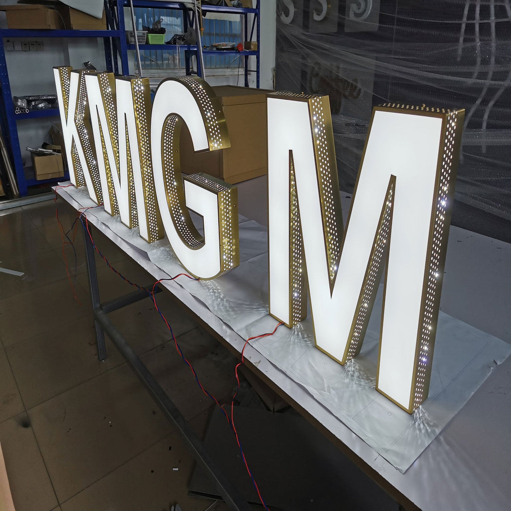 Waterproof Business Custom Punching Holes Led Channel Letters Front-lit LED Advertising Face Illuminated Channel Letter Sign