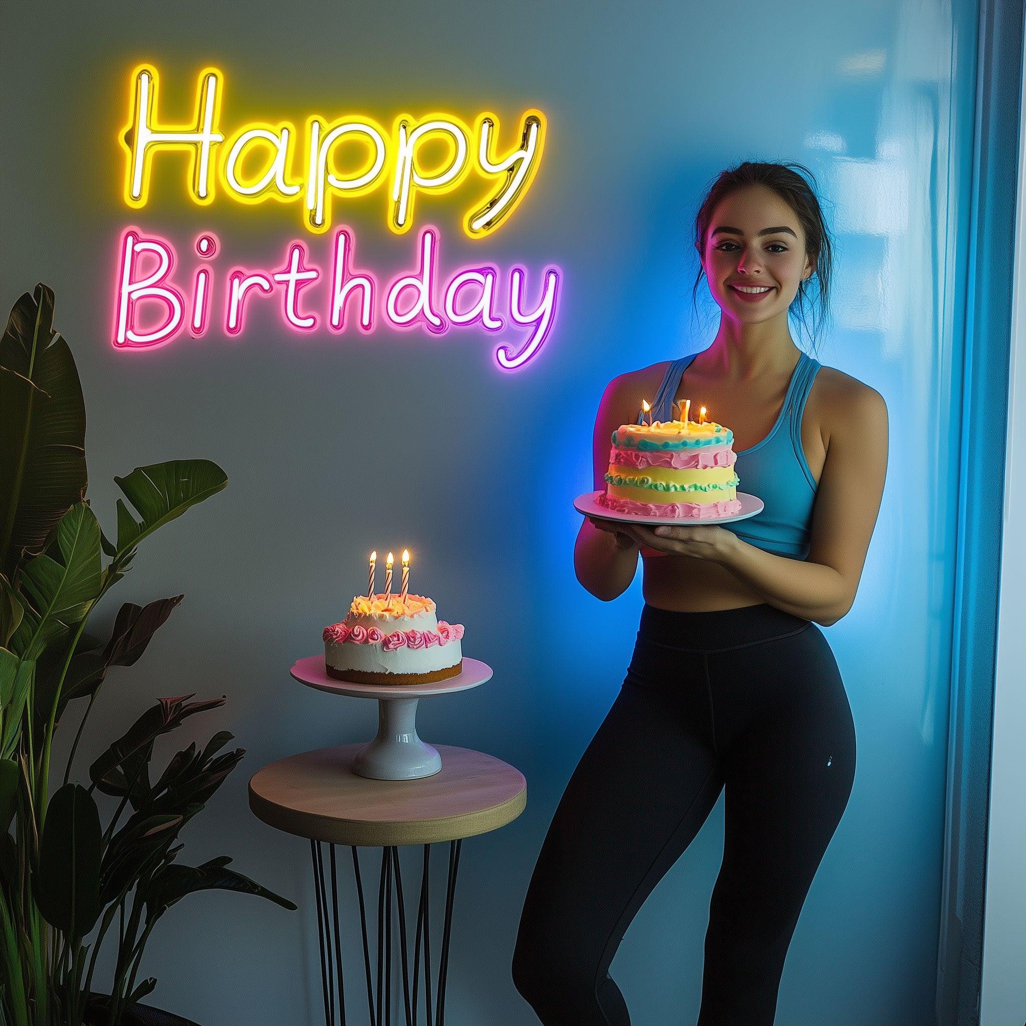 Happy Birthday LED Neon signs Lights | Creative Birthday Blessing Decoration Lights | Suitable for Party and Home Decoration