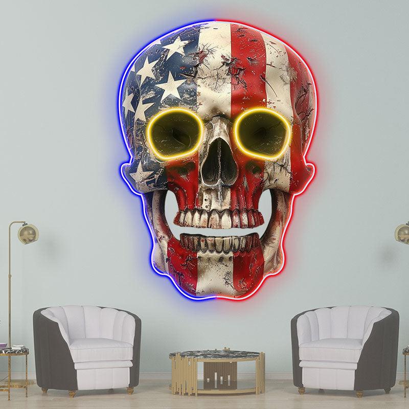 American Flag Skull LED Neon signs Light | Unique Decor Perfect for Halloween and Parties