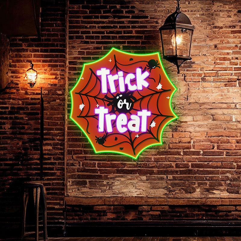 Creepy Spider Web Neon Signs | Spooky LED Decoration for a Haunted Halloween Vibe