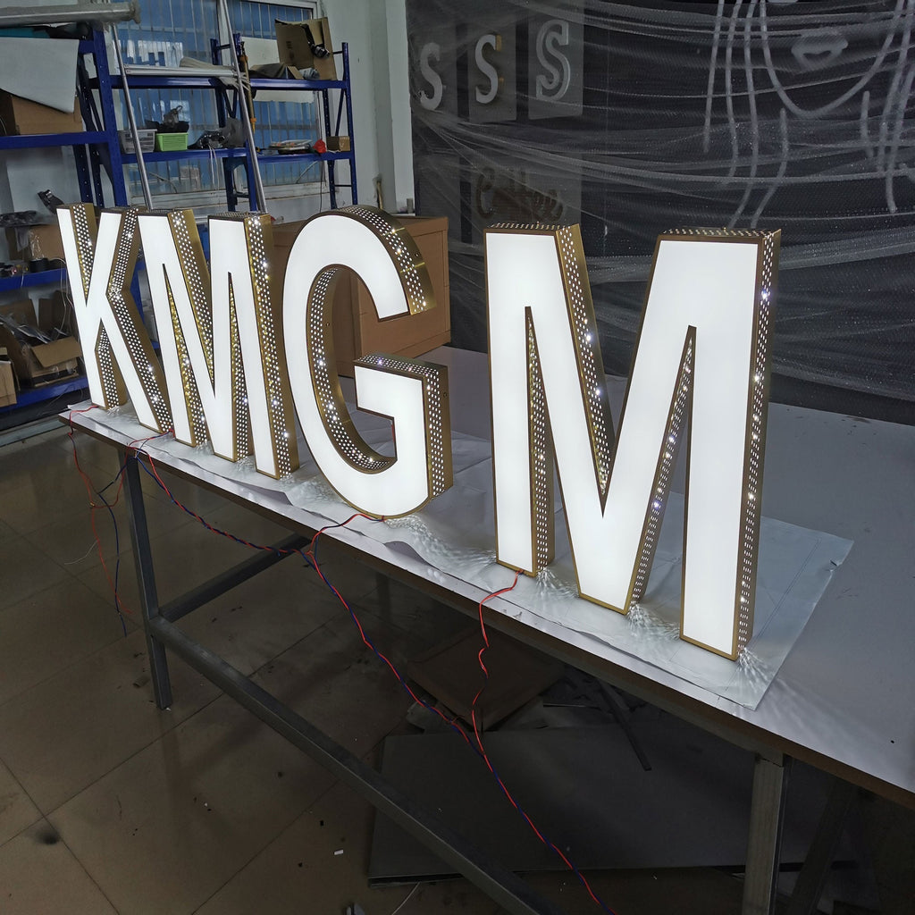 Waterproof Business Custom Punching Holes Led Channel Letters Front-lit LED Advertising Face Illuminated Channel Letter Sign
