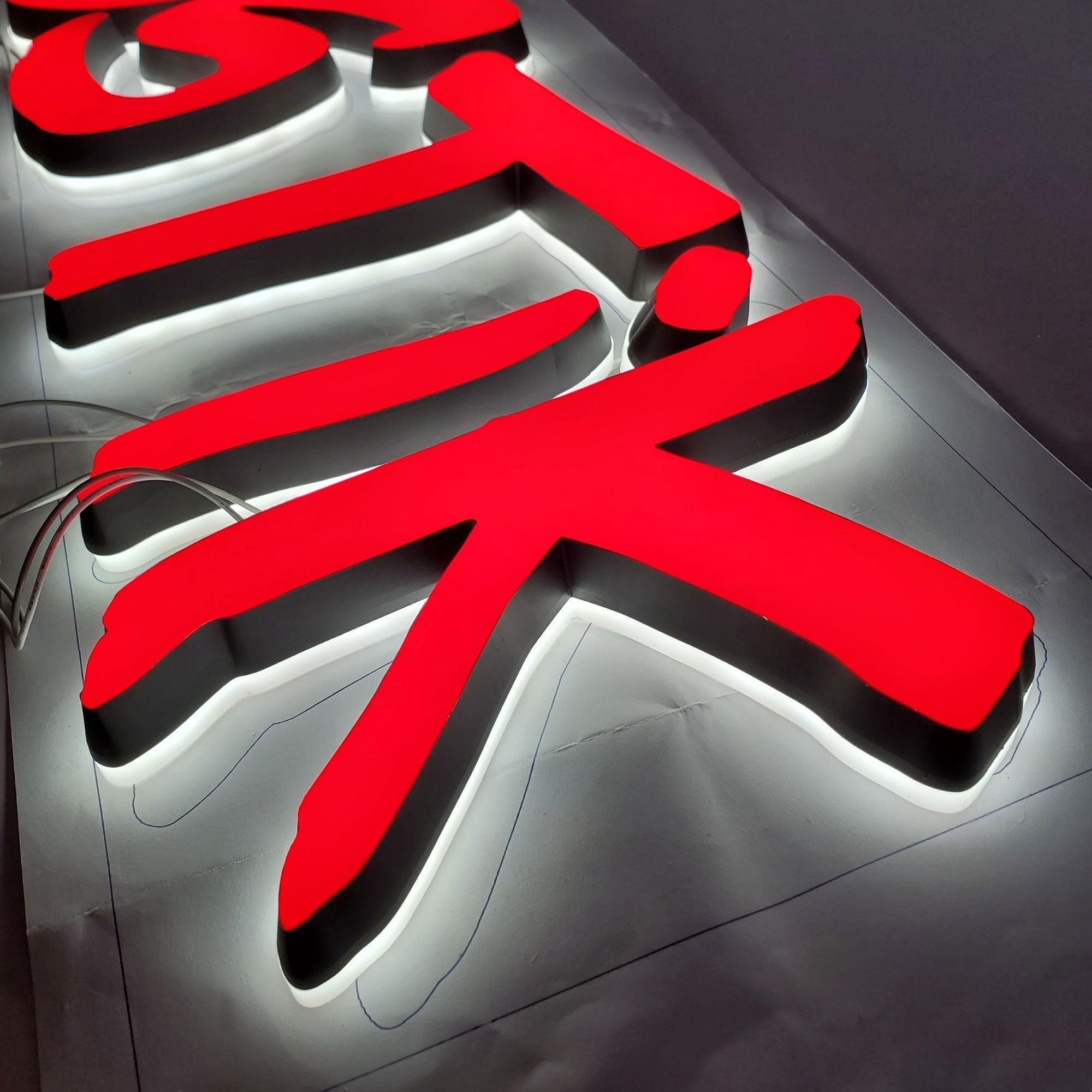 Shop front solid cut acrylic letters wall mounted double lit mini acrylic letters commercial signage