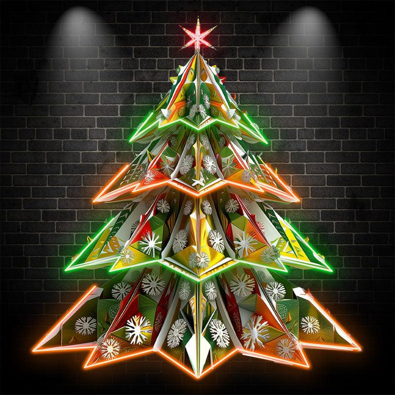 Sparkling 3D snowflake Christmas tree neon signs: a visual feast of colorful holiday atmosphere