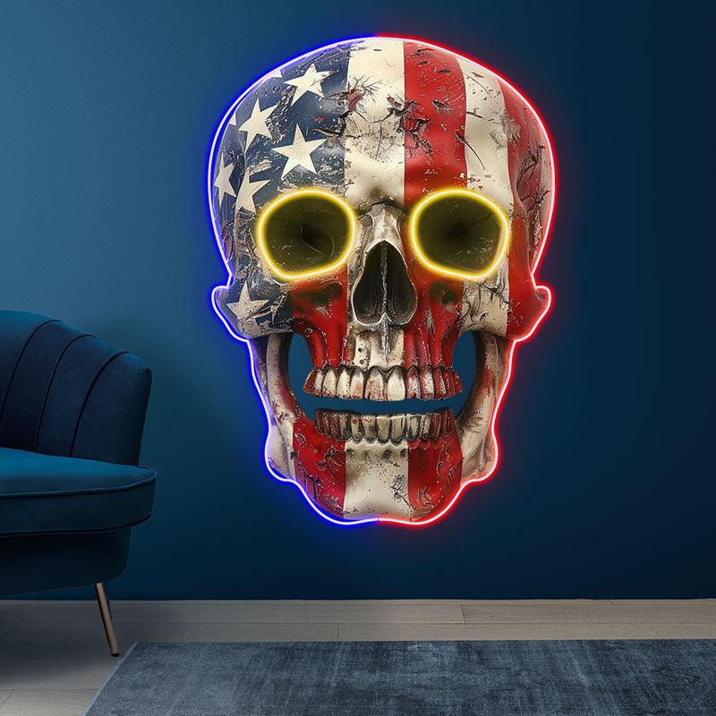 American Flag Skull LED Neon signs Light | Unique Decor Perfect for Halloween and Parties